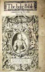 In this edition, Elizabeth is flanked by allegorical virtues of Faith and Charity.  Elizabeth therefore represents Hope.  Beneath the portrait is a Latin text from Romans 1:16