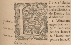 Matthew 1:1-2 in the French New Testament of 1644 of Giovanni Diodati