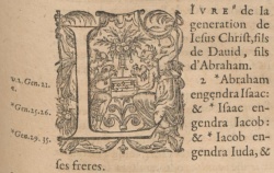 Matthew 1:1-2 in the French New Testament of 1644 of Giovanni Diodati