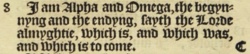 Revelation 1:8 in the 1568 Bishop's Bible