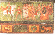 Scenes from the Book of Esther decorate the Dura-Europos synagogue dating from 244 CE
