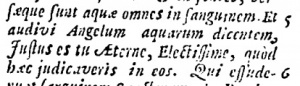 Latin translation of the Arabic bible in the 1657 London Polyglot of Walton at Revelation 16:5