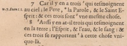 1 John 5:7-8 in the French New Testament of 1644 of Giovanni Diodati[6].