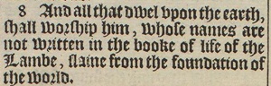 Revelation 13:8 in the 1611 King James Version