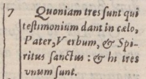 1 John 5:7 in the 1598 Vulgate New Testament of Theodore Beza