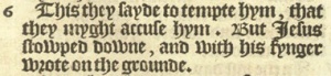 John 8:6 in the 1568 Bishop's Bible