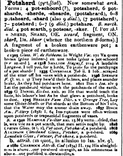Potsherd in the Oxford English Dictionary (O.E.D.) of 1913 [1]
