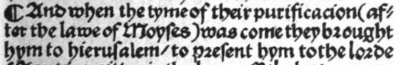 Luke 2:22 in the 1526 Tyndale Bible