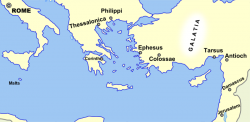 Geography relevant to Paul's life, stretching from Jerusalem to Rome.