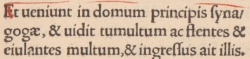 Mark 5:38 in Latin in the 1516 text of Erasmus.[4]
