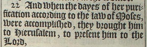 Luke 2:22 in the 1611 King James Version