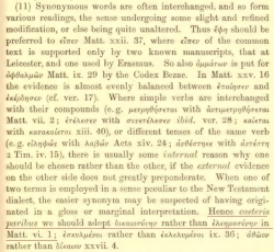 Scrivener explaining that  “δικαιοσύνην” and “ἐλεημοσύνην” are synonyms in Matthew 6:1