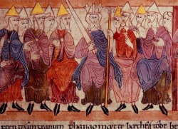 Pharaoh in court session, after passing judgment on his chief baker and chief cupbearer