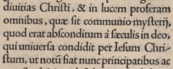 Ephesians 3:9 in Latin in the 1519 Novum Testamentum omne of Erasmus[17].